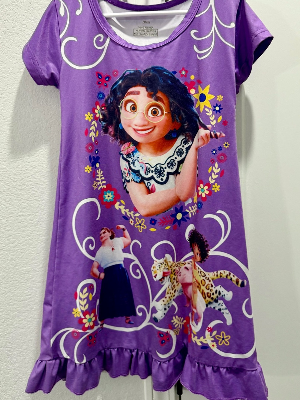 Disney Purple Encanto Girls' Short Sleeve Mirabel Nightgown/Costume 5-7 Years